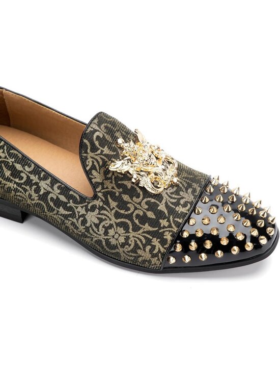 Meijiana Men\'s Gold20 Leather Velvet Loafers Embellishments Luxury Formal Shoes main image 5